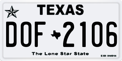 TX license plate DOF2106