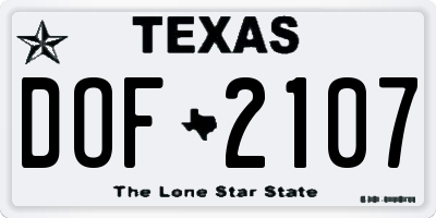TX license plate DOF2107