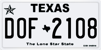 TX license plate DOF2108