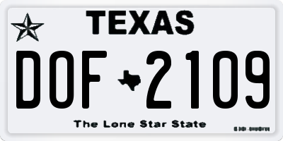 TX license plate DOF2109
