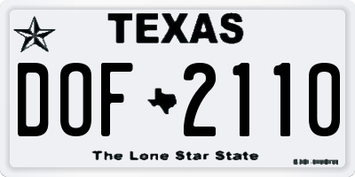 TX license plate DOF2110