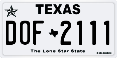 TX license plate DOF2111