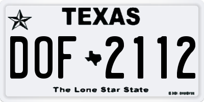 TX license plate DOF2112