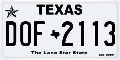 TX license plate DOF2113