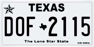 TX license plate DOF2115