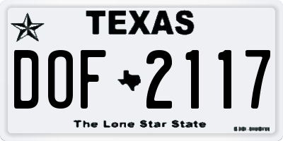 TX license plate DOF2117