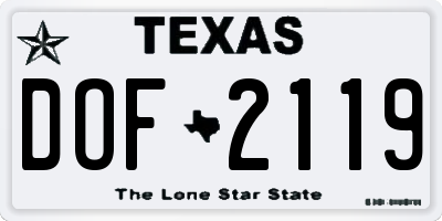 TX license plate DOF2119