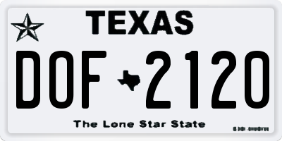 TX license plate DOF2120
