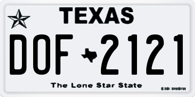 TX license plate DOF2121