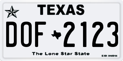 TX license plate DOF2123