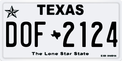 TX license plate DOF2124
