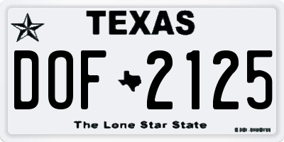 TX license plate DOF2125