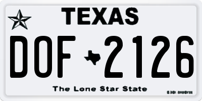 TX license plate DOF2126