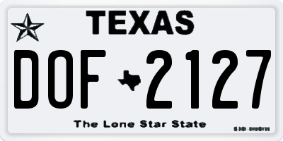 TX license plate DOF2127