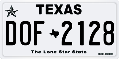 TX license plate DOF2128
