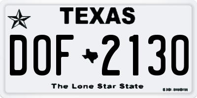 TX license plate DOF2130