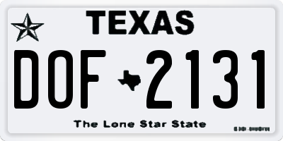 TX license plate DOF2131