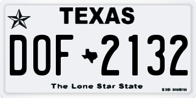 TX license plate DOF2132