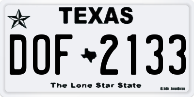 TX license plate DOF2133