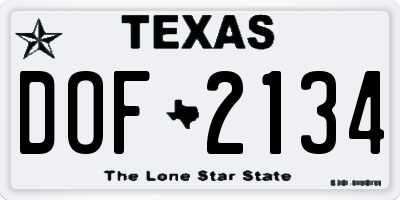 TX license plate DOF2134