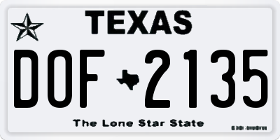 TX license plate DOF2135