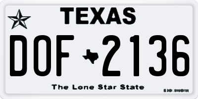 TX license plate DOF2136