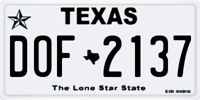 TX license plate DOF2137