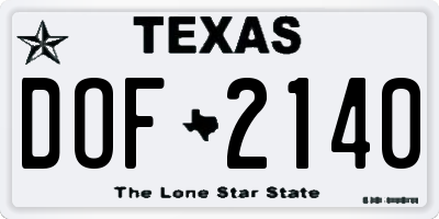 TX license plate DOF2140