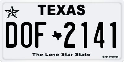 TX license plate DOF2141