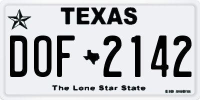 TX license plate DOF2142