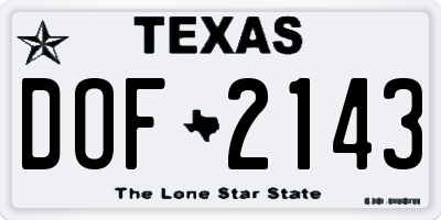 TX license plate DOF2143