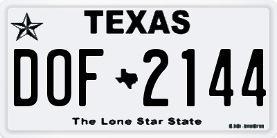 TX license plate DOF2144