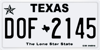 TX license plate DOF2145