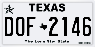 TX license plate DOF2146