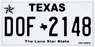 TX license plate DOF2148