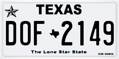 TX license plate DOF2149