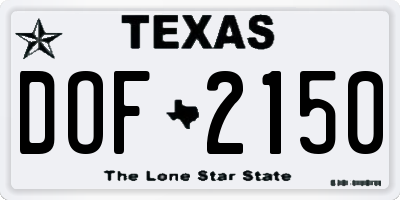 TX license plate DOF2150
