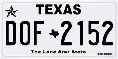 TX license plate DOF2152