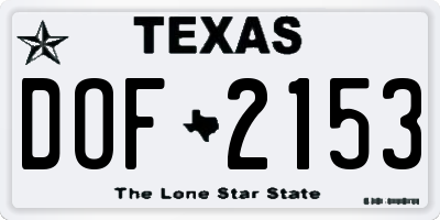 TX license plate DOF2153