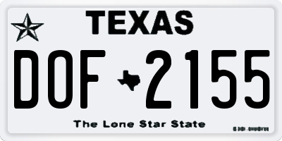 TX license plate DOF2155