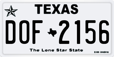 TX license plate DOF2156