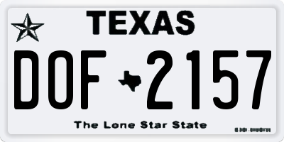 TX license plate DOF2157