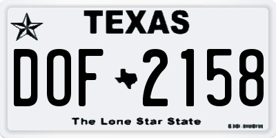 TX license plate DOF2158
