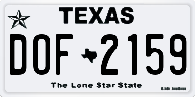 TX license plate DOF2159