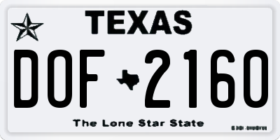 TX license plate DOF2160