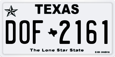 TX license plate DOF2161