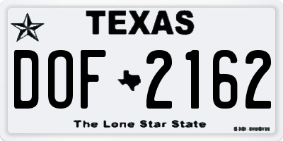 TX license plate DOF2162