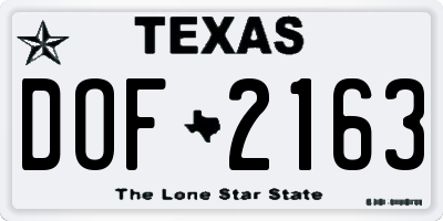 TX license plate DOF2163