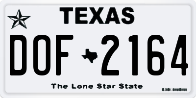TX license plate DOF2164
