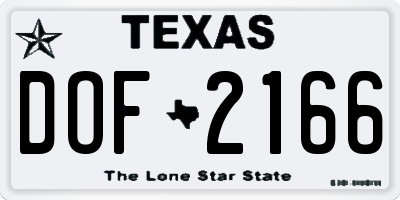TX license plate DOF2166